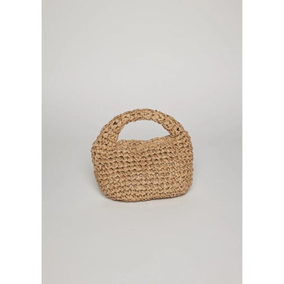 Hat Attack Micro Mini Slouch Bag in Toast New Womens Straw Beach Purse - Picture 10 of 14